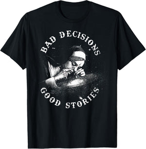 Bad Decisions Good Stories Nonne Tuxedo Unholy Drug Nun , black T-Shirt - T-Shirt | Black