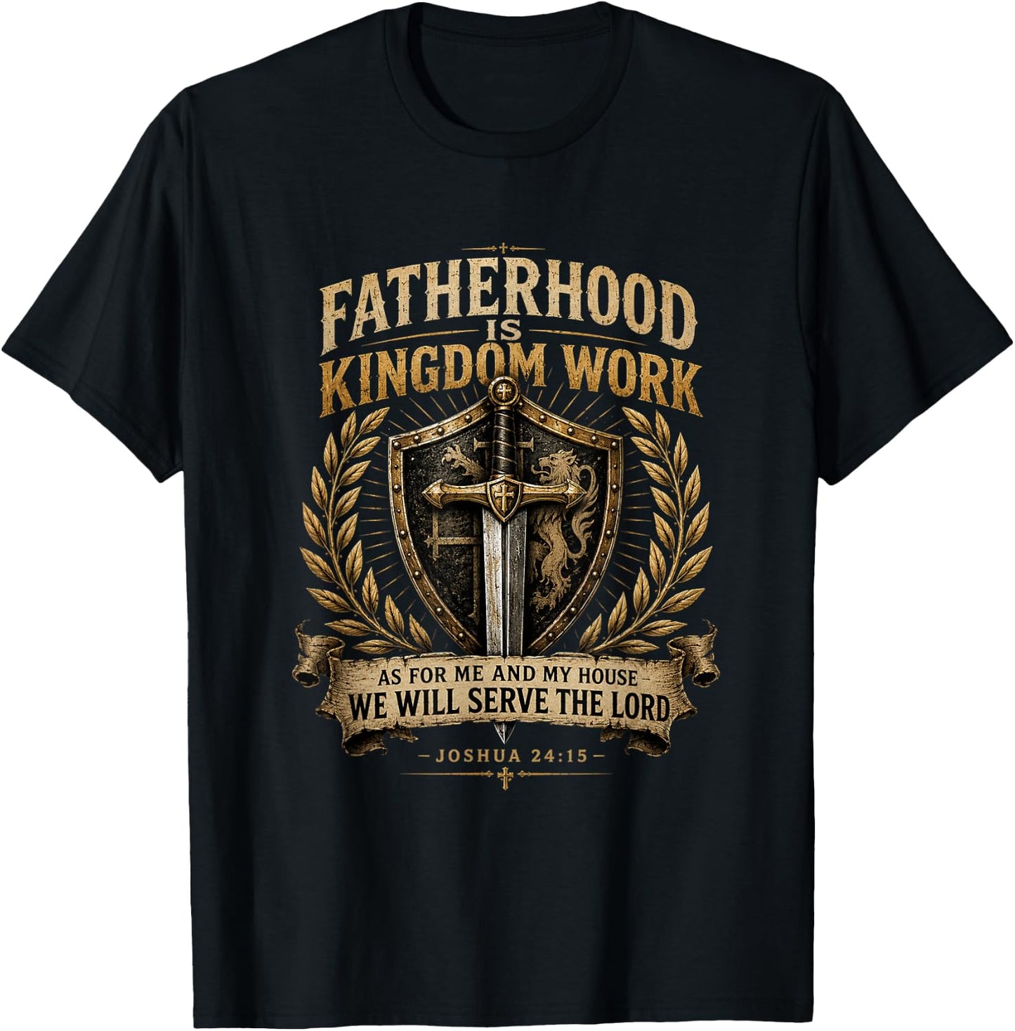 Fatherhood is Kingdom Work Christian Dad Men Father's Day T-Shirt - T-Shirt | Black