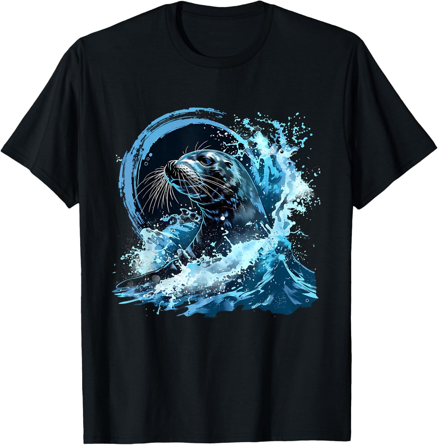Seal Marine Mammal Ocean Sea Animal Sea Ocean Seal Artwork T-Shirt - T-Shirt | Black