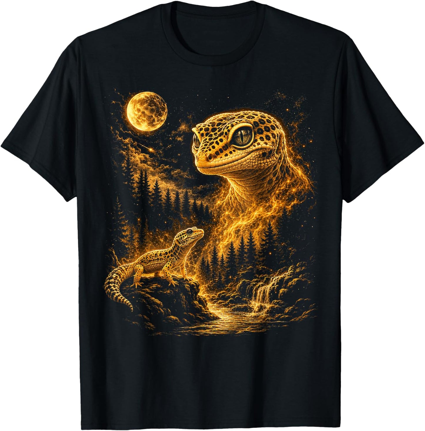 Cute Leopard Gecko Men Vintage Lizard Reptile T-Shirt - T-Shirt | Black
