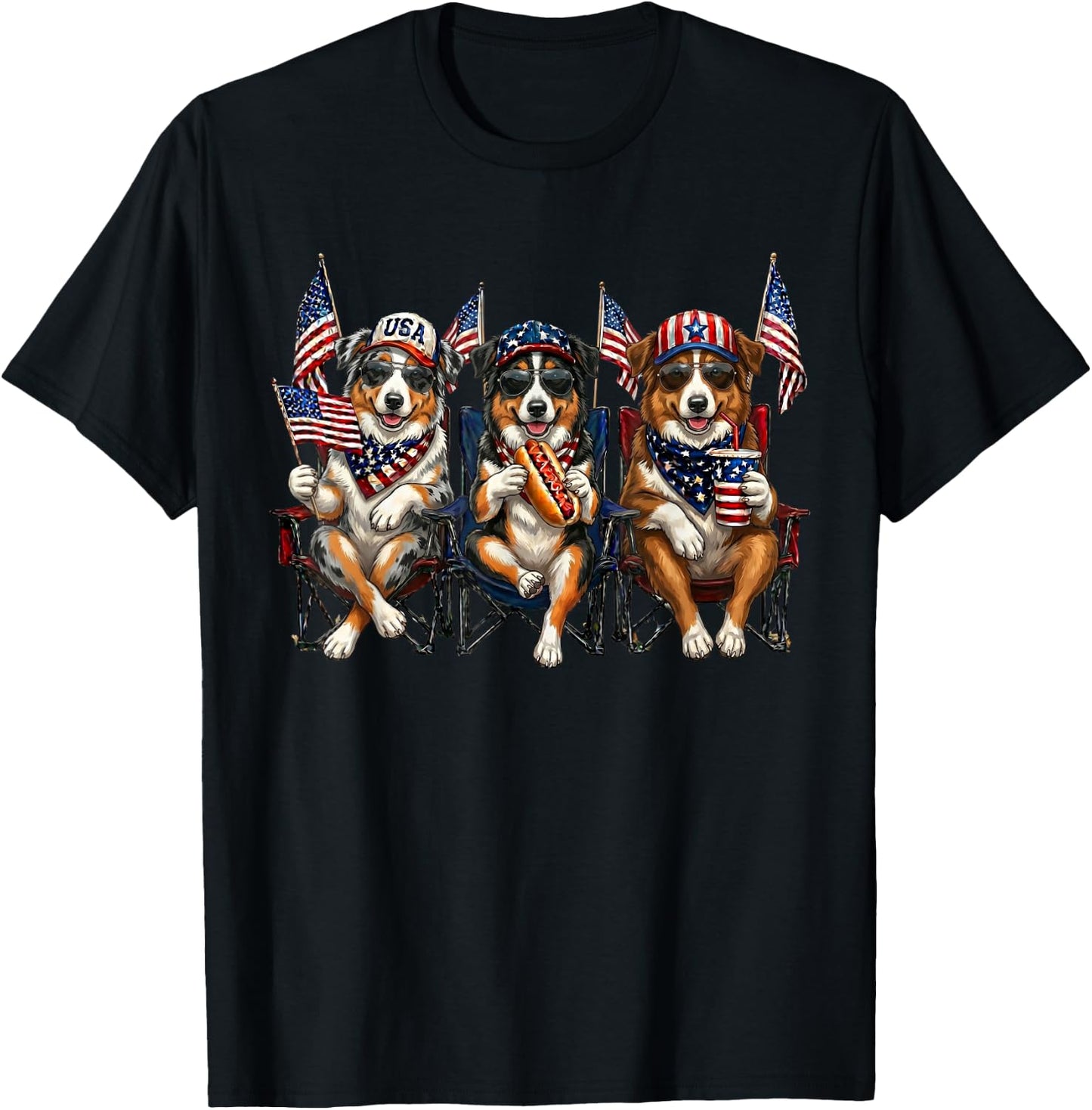 250 Years of Freedom Australian Shepherd Dog 1776-2026 4th T-Shirt - T-Shirt | Black