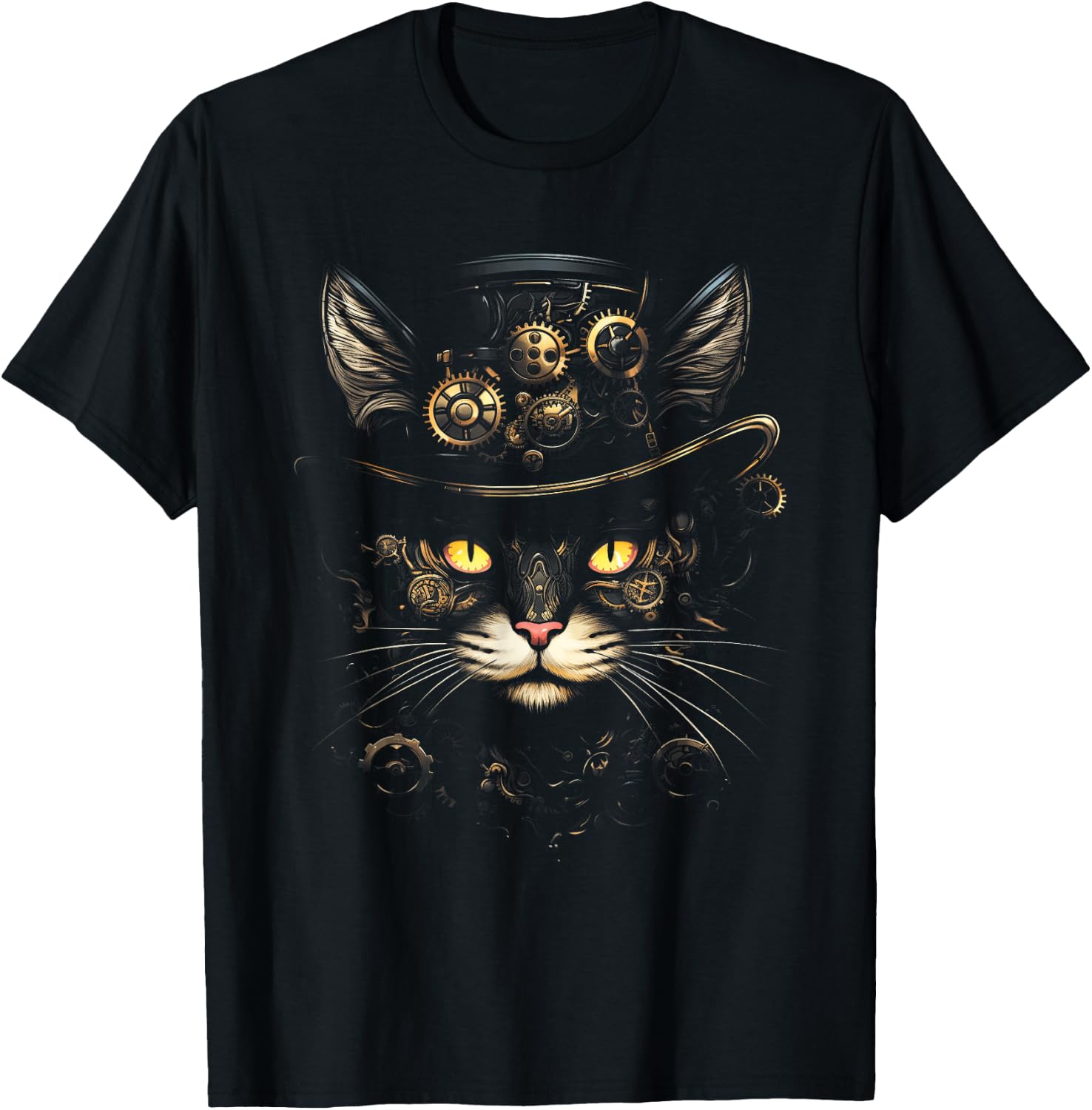 Steampunk Cat , black T-Shirt - T-Shirt | Black