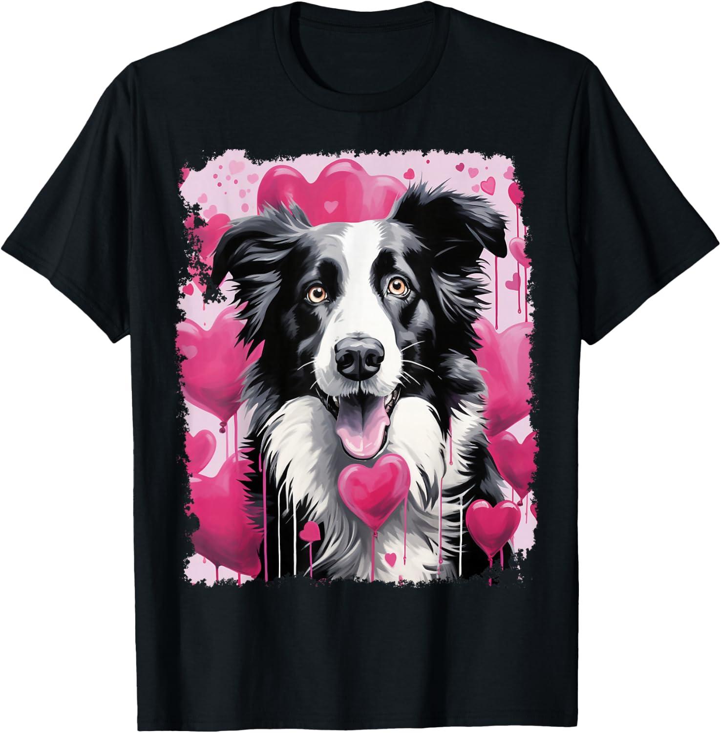 Pop Art Dog Cute Border Collie T-Shirt - T-Shirt | Black