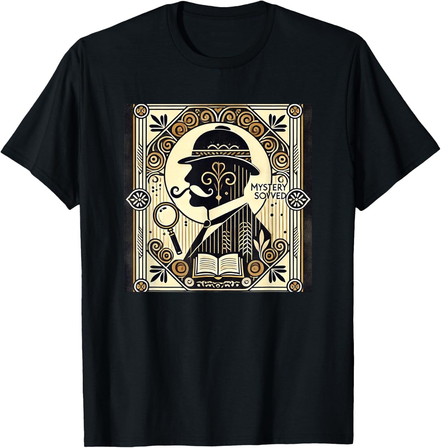 Poirot Mystery Books Vintage Detective Design T-Shirt - T-Shirt | Black