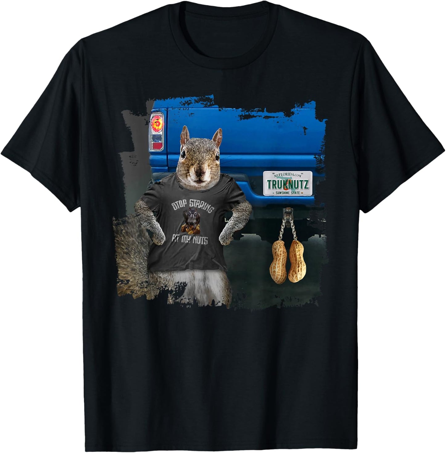 Truk Nutz - funny squirrel truck nuts T-Shirt - T-Shirt | Black