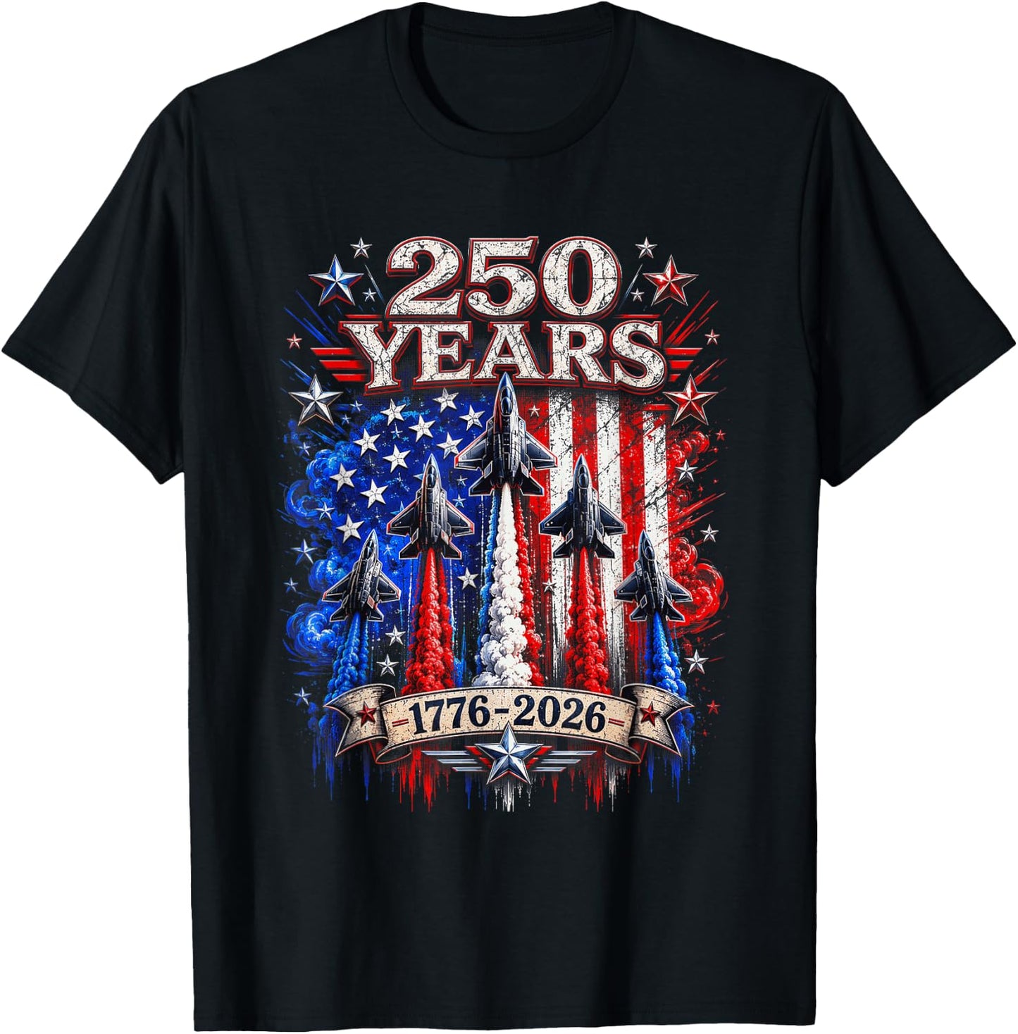 250 Anniversary USA Flag T-Shirt - T-Shirt | Black