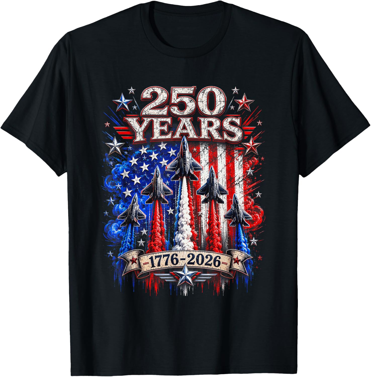 250 Anniversary USA Flag T-Shirt - T-Shirt | Black