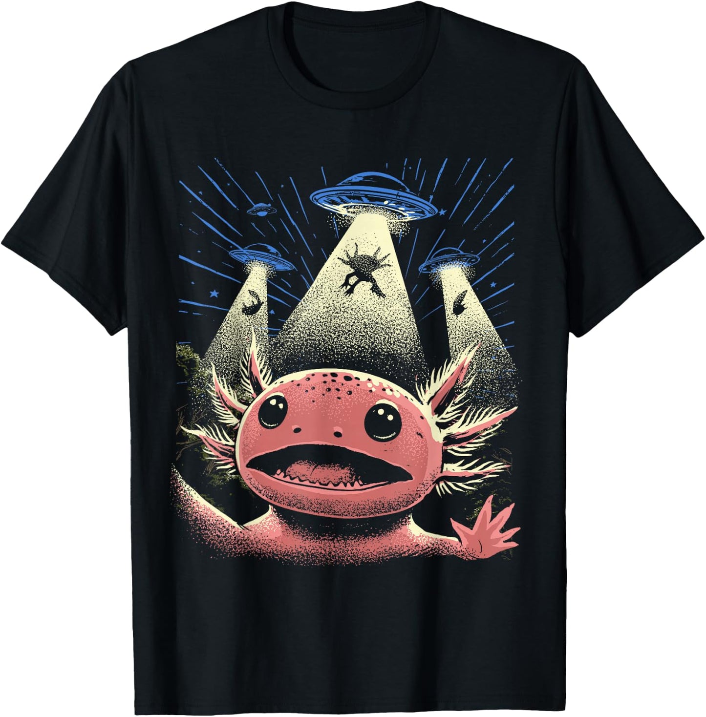 Alien Axolotl Shirt Invasion Axolotl Selfie UFO Abduction T-Shirt - T-Shirt | Black