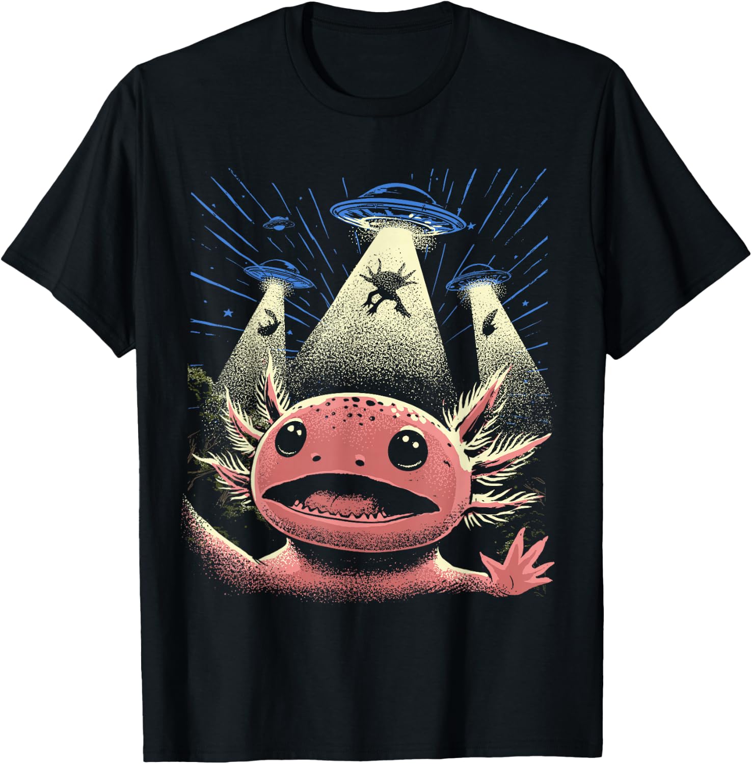 Alien Axolotl Shirt Invasion Axolotl Selfie UFO Abduction T-Shirt - T-Shirt | Black