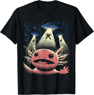 Alien Axolotl Shirt Invasion Axolotl Selfie UFO Abduction T-Shirt - T-Shirt | Black