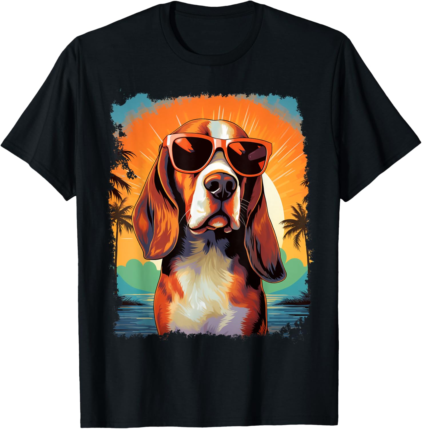 Beagle Hawaiian T-Shirt - T-Shirt | Black