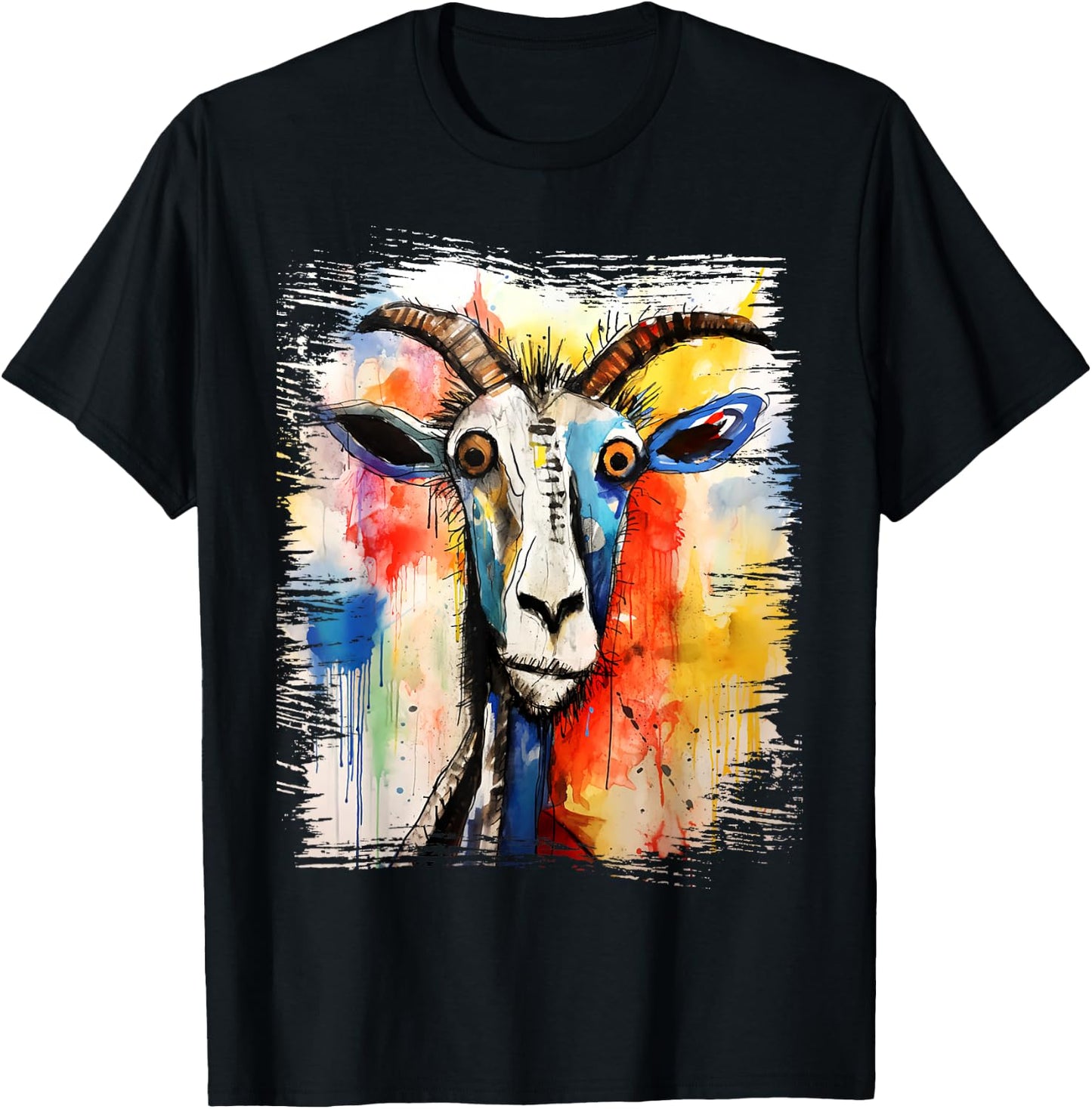 Funny Goat Retro 90s Street Art Graffiti Style Aesthetic T-Shirt - T-Shirt | Black