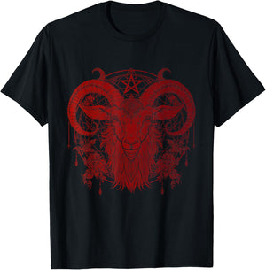 Baphomet Goat Pentagram Satanist Halloween Metal Head T-Shirt - T-Shirt | Black