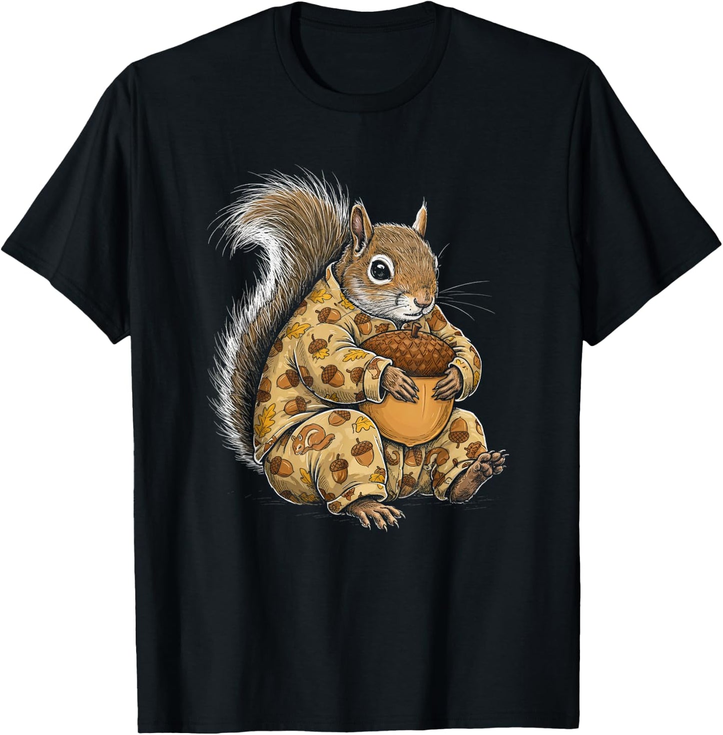 Funny Sleepy Squirrel Pajama Women Men Kids Boys And Girls T-Shirt - T-Shirt | Black