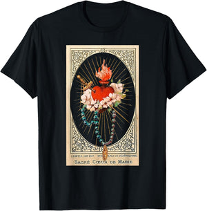 Immaculate Heart Of Mary Marian Catholic T-Shirt - T-Shirt | Black