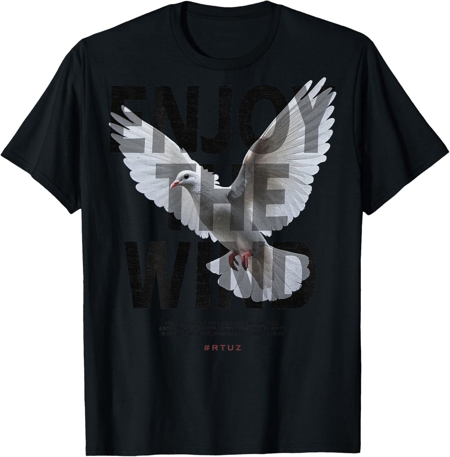 Hip Hop Retro Vintage Urban Backprint Streetwear White Dove T-Shirt - T-Shirt | Black