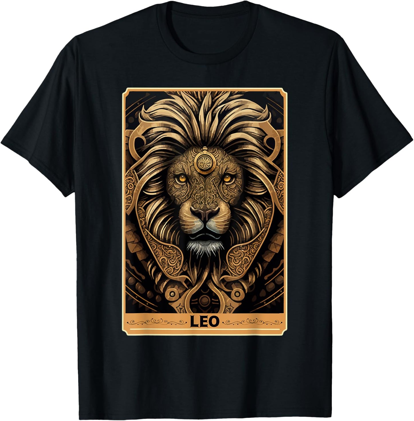 Leo Astrology Sign Lion Zodiac Tarot Card Occult Witch T-Shirt - T-Shirt | Black