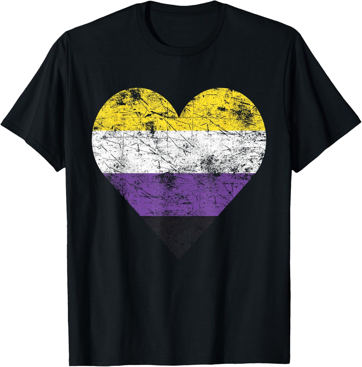 Drapeau Vintage Non Binaire en Forme de cœur T-Shirt - T-Shirt | Black