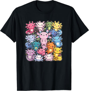 Axolotl Cute Axolotls Of The World Kawaii Kids , Black, S T-Shirt - T-Shirt | Black