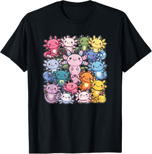 Axolotl Cute Axolotls Of The World Kawaii Kids , Black, S T-Shirt - T-Shirt | Black