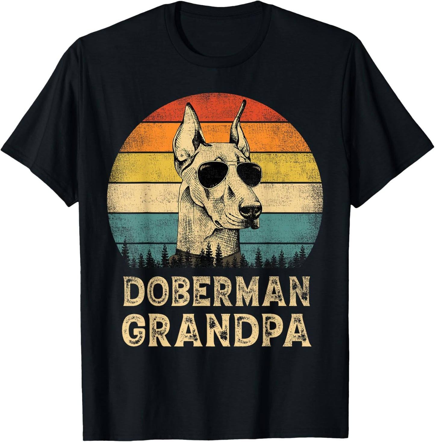 Vintage Doberman Grandpa Dog Lovers Father's Day T-Shirt - T-Shirt | Black