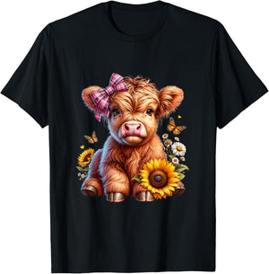 Cow, Scottish Highland Cow, Western Wear, Cute Highland Cow T-Shirt - T-Shirt | Black