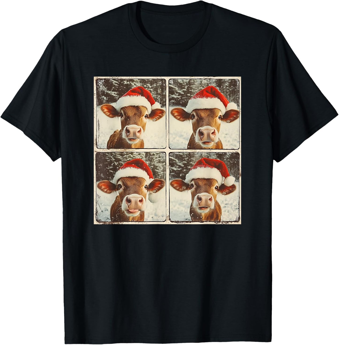 Jersey Cow Christmas T-Shirt - T-Shirt | Black