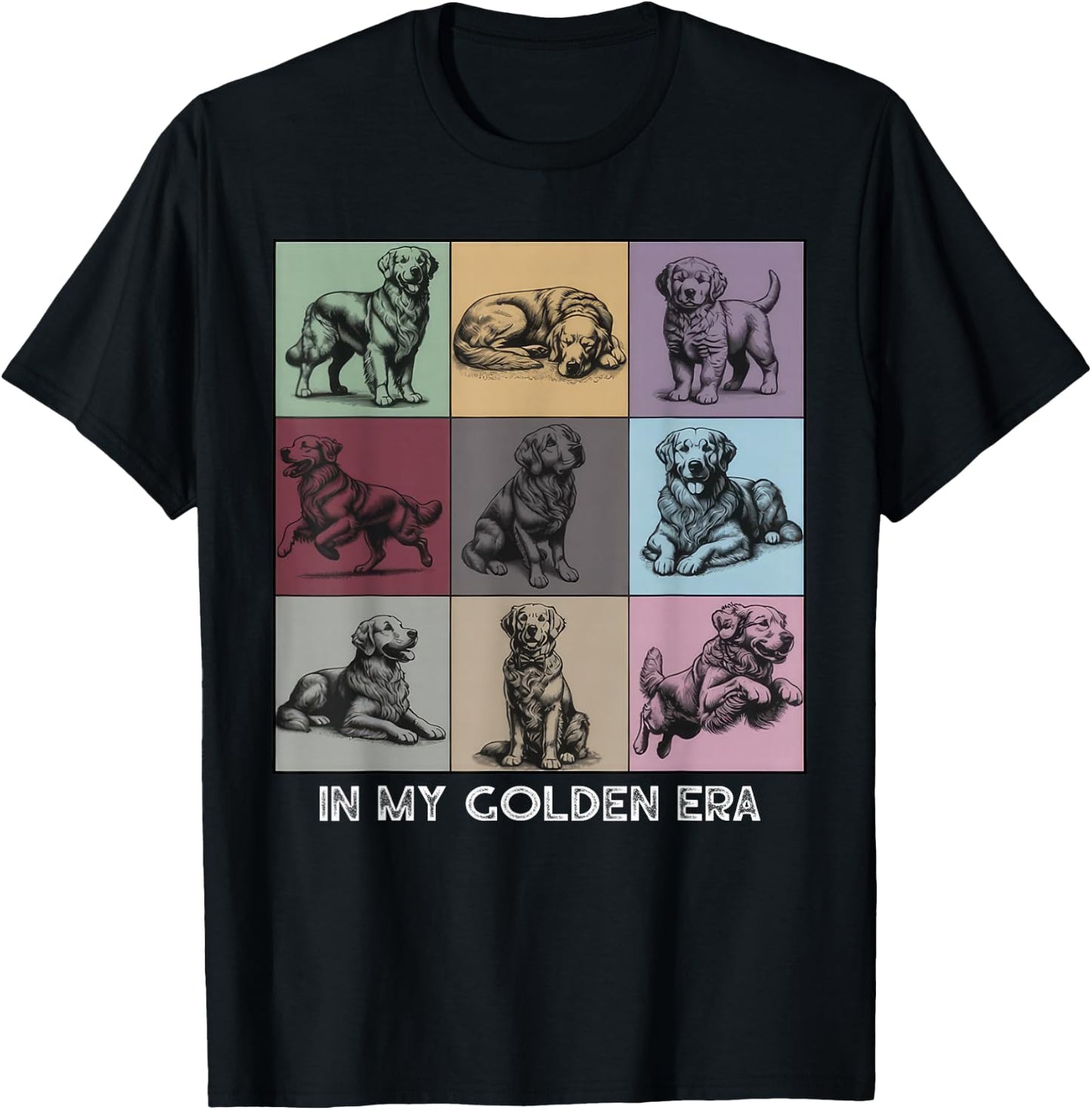 in My Golden Retriever 70s Era Funny Retriever Dog T-Shirt - T-Shirt | Black