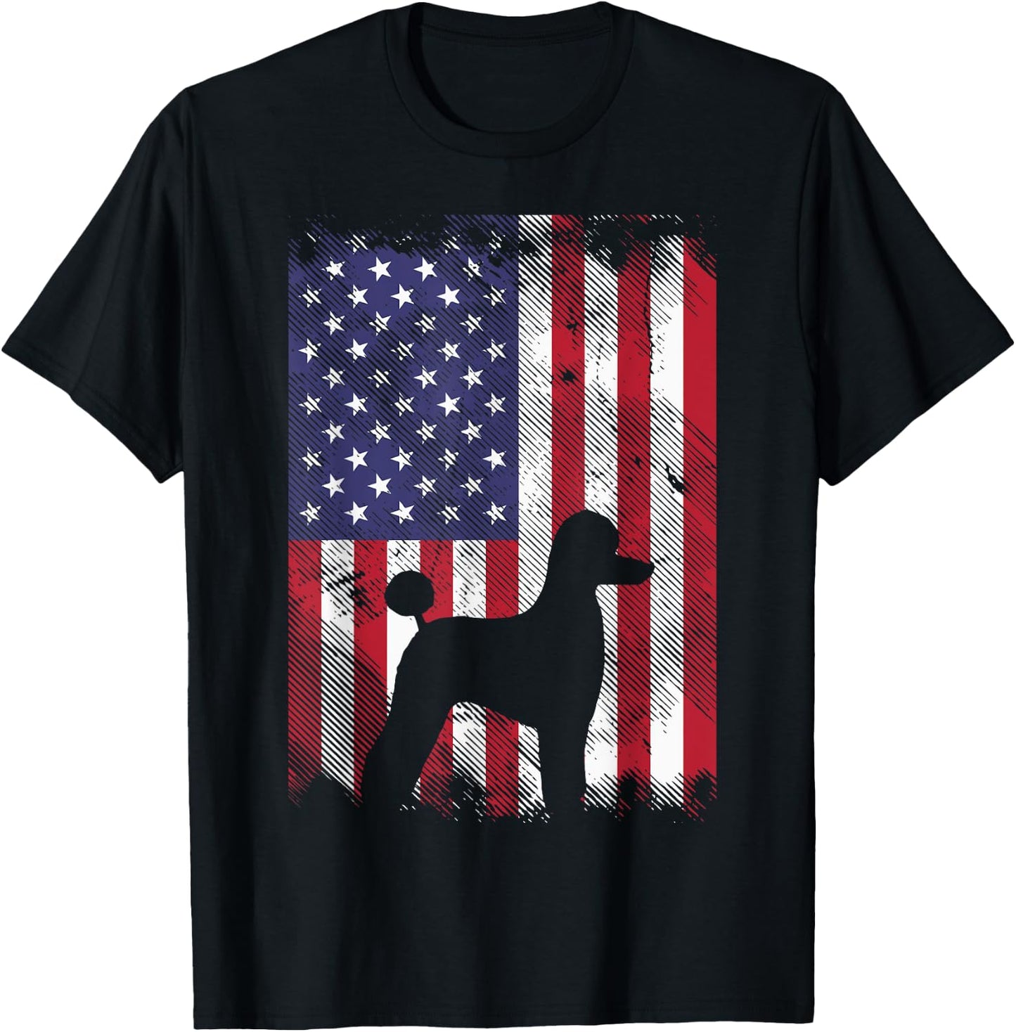 America Flag Poodle Vintage Patriotic Dog Lover Owner Gift T-Shirt - T-Shirt | Black