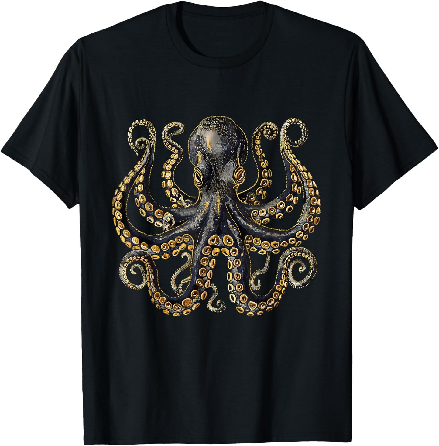 Kraken Cthulhu Motif Sea Creature Sea Ocean Octopus Artwork T-Shirt - T-Shirt | Black