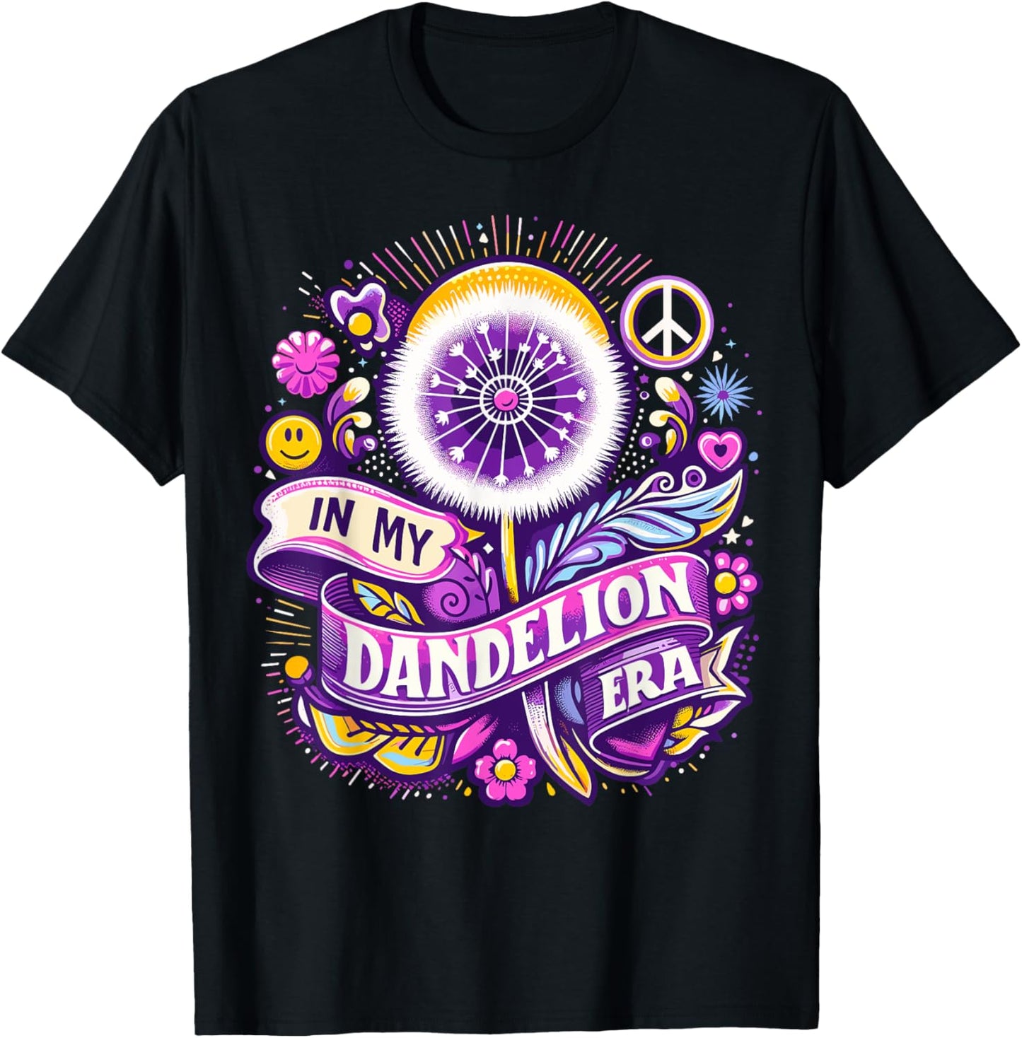 In My Dandelion Era Purple Up For Military Kids Child Month T-Shirt - T-Shirt | Black