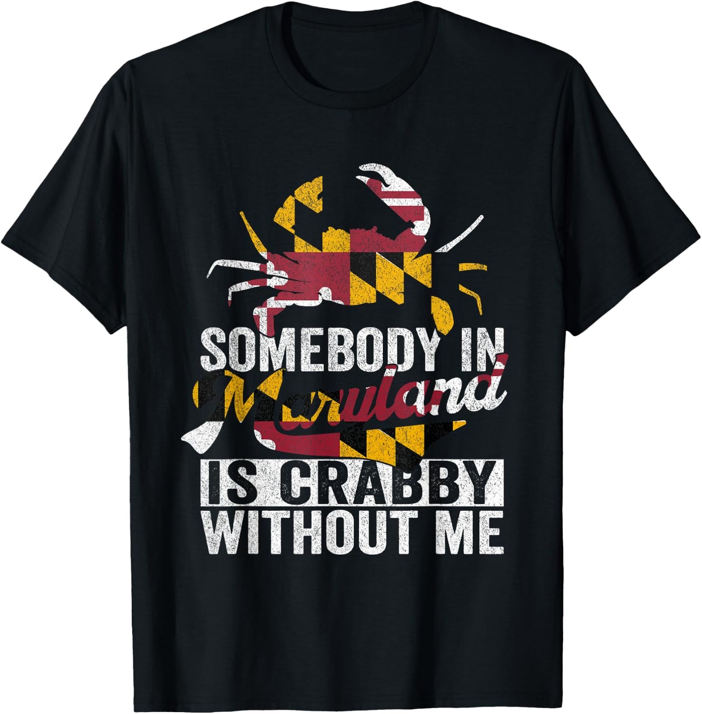 Vintage Maryland Crab Maryland Flag Pride Blue Crab Crabbing T-Shirt - T-Shirt | Black