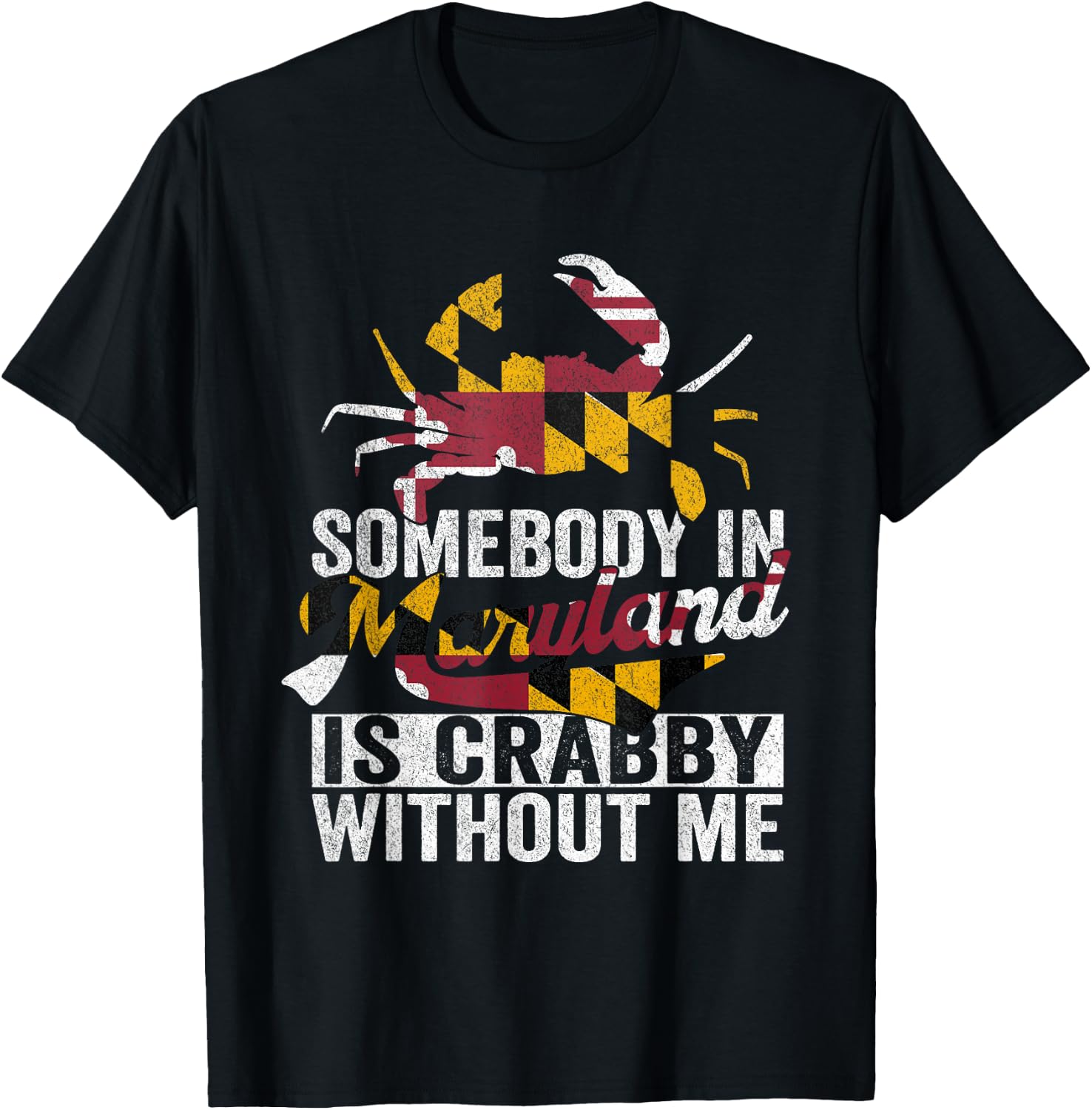 Vintage Maryland Crab Maryland Flag Pride Blue Crab Crabbing T-Shirt - T-Shirt | Black