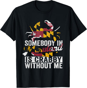 Vintage Maryland Crab Maryland Flag Pride Blue Crab Crabbing T-Shirt - T-Shirt | Black