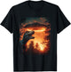 Trex Dinosaur Dino Selfie with UFOs Aliens Funny Graphic T-Shirt - T-Shirt | Black