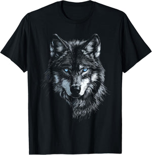 Mystical Wolf with Blue Eyes Animal Art Wolf Motif Wolves , black, S T-Shirt - T-Shirt | Black