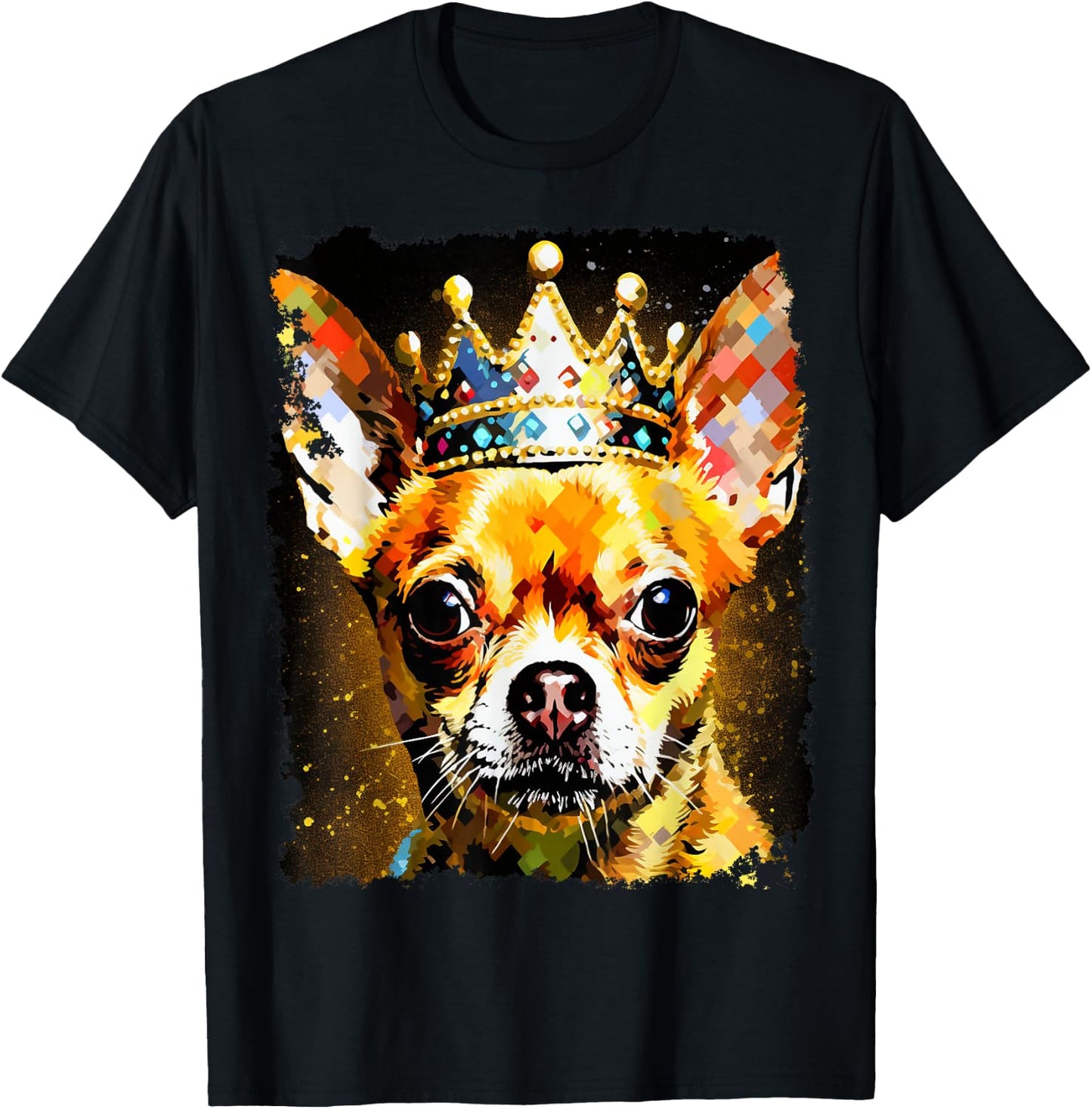 Pop Art Dog Chihuahua King Queen T-Shirt - T-Shirt | Black