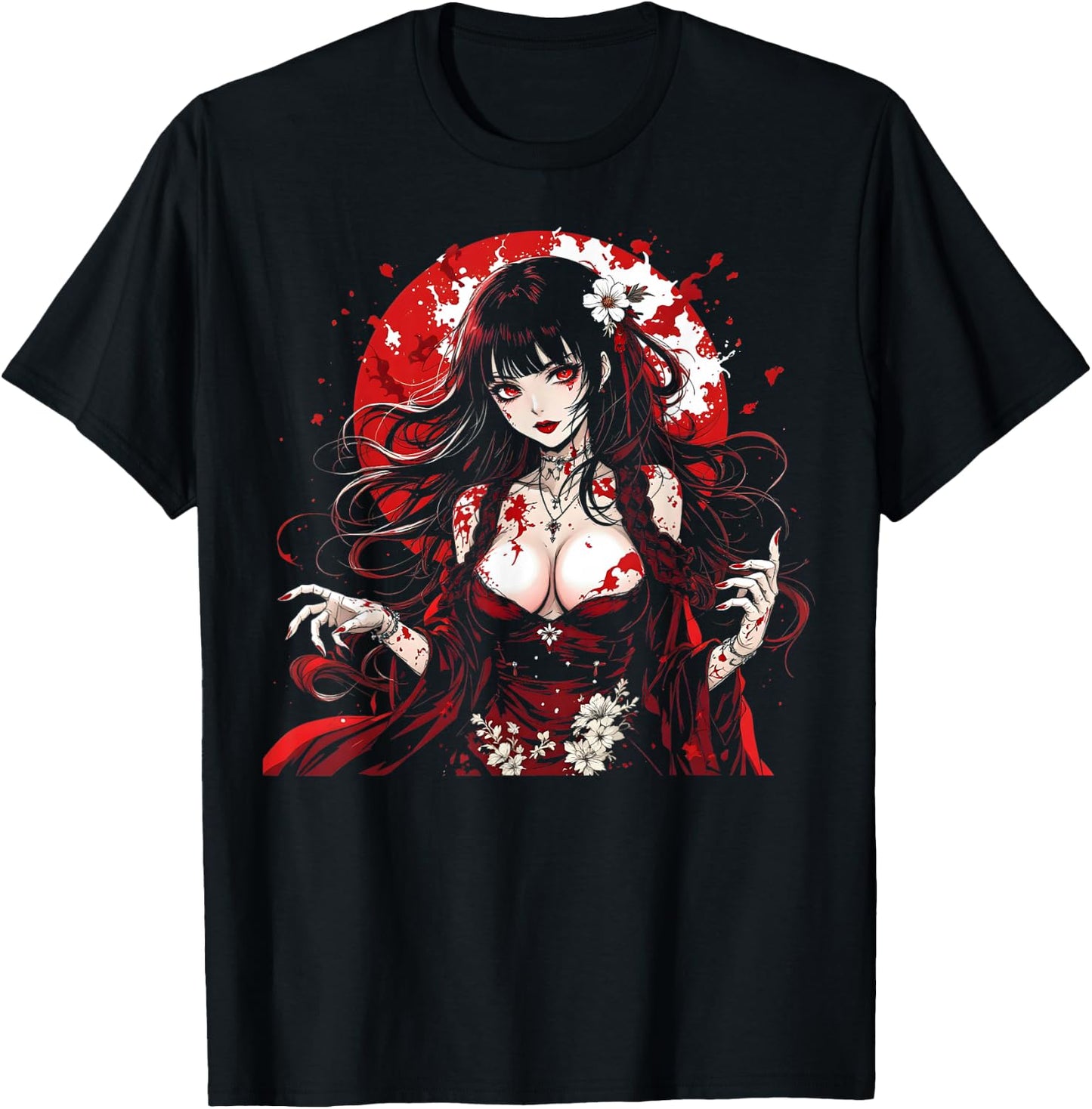 Horror Anime Manga I Gothic Outfit I Japanese Chibi Girl T-Shirt - T-Shirt | Black