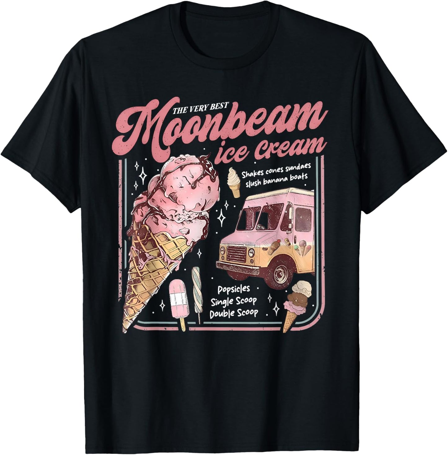 Moonbeam Ice Cream Truck Vintage Retro T-Shirt - T-Shirt | Black