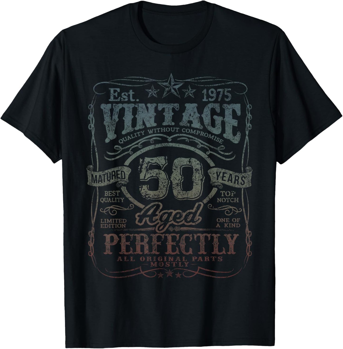 Vintage 1975 Limited Edition Shirt 50 year old 50th Birthday T-Shirt - T-Shirt | Black