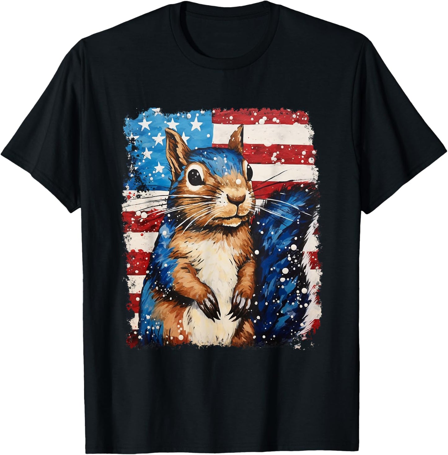 Squirrel USA Flag T-Shirt - T-Shirt | Black