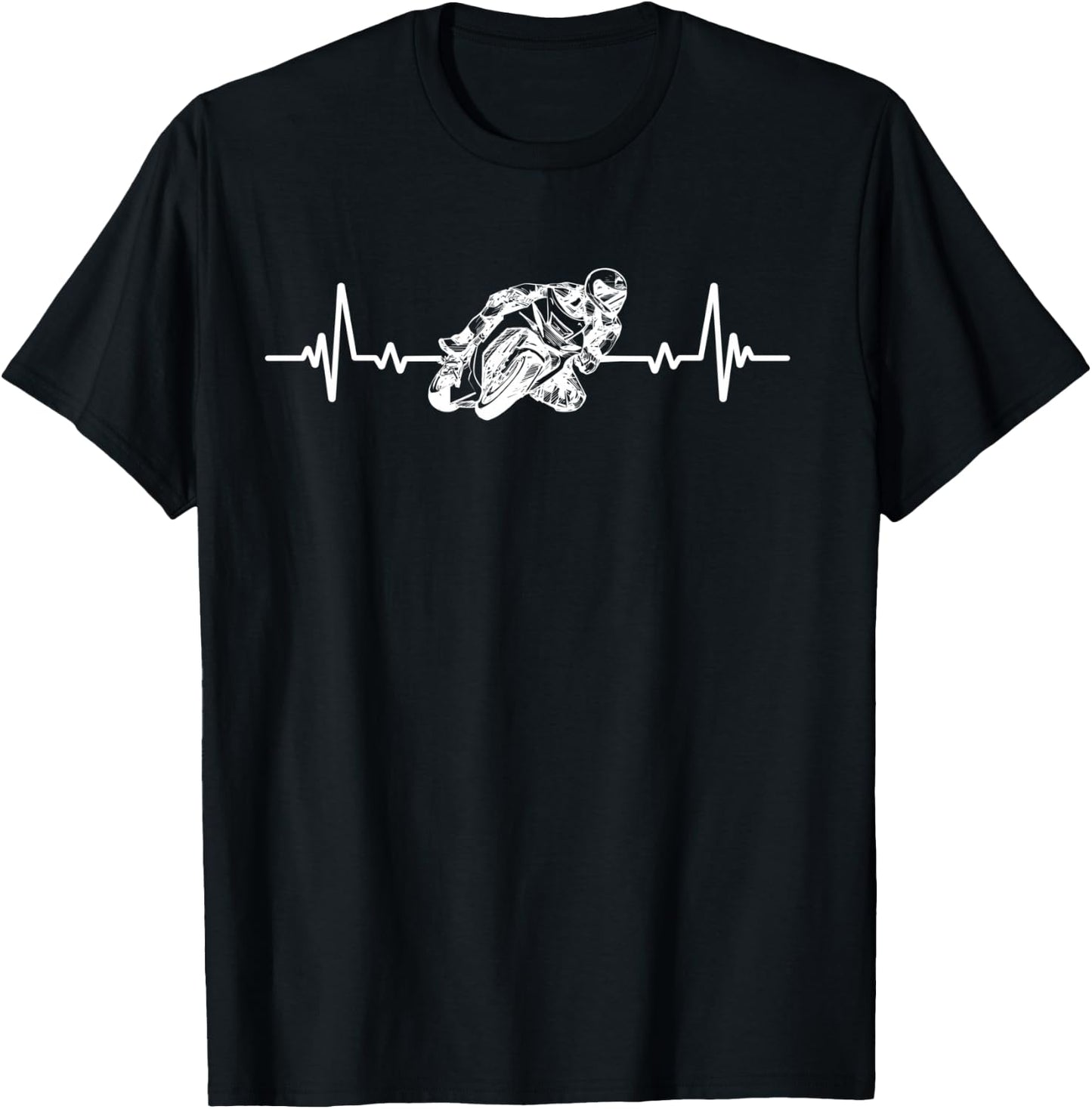 Moto GP Racing Heartbeat Motorcycle Motorcycles Biker Humour , Black, S T-Shirt - T-Shirt | Black