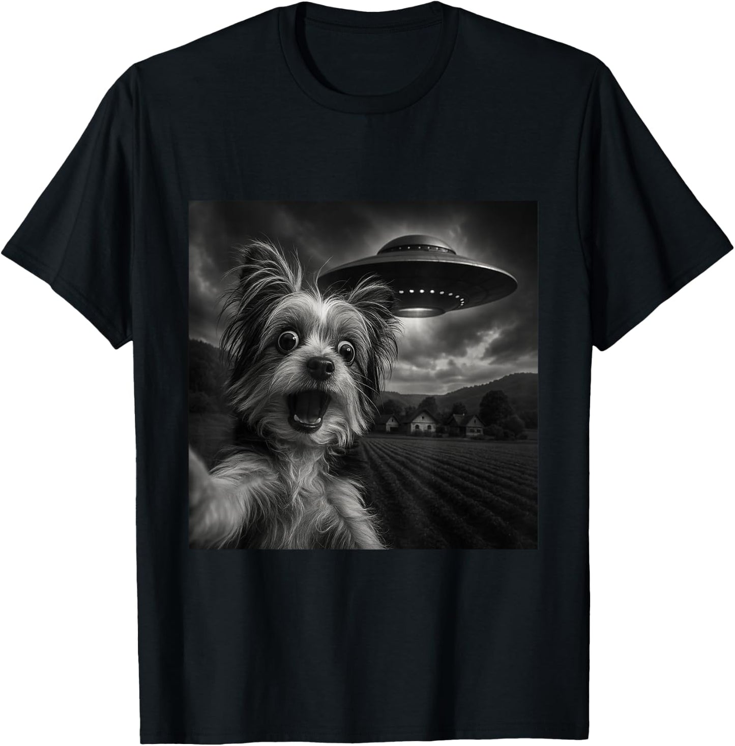 Biewer Terrier UFO Encounters Selfie T-Shirt - T-Shirt | Black