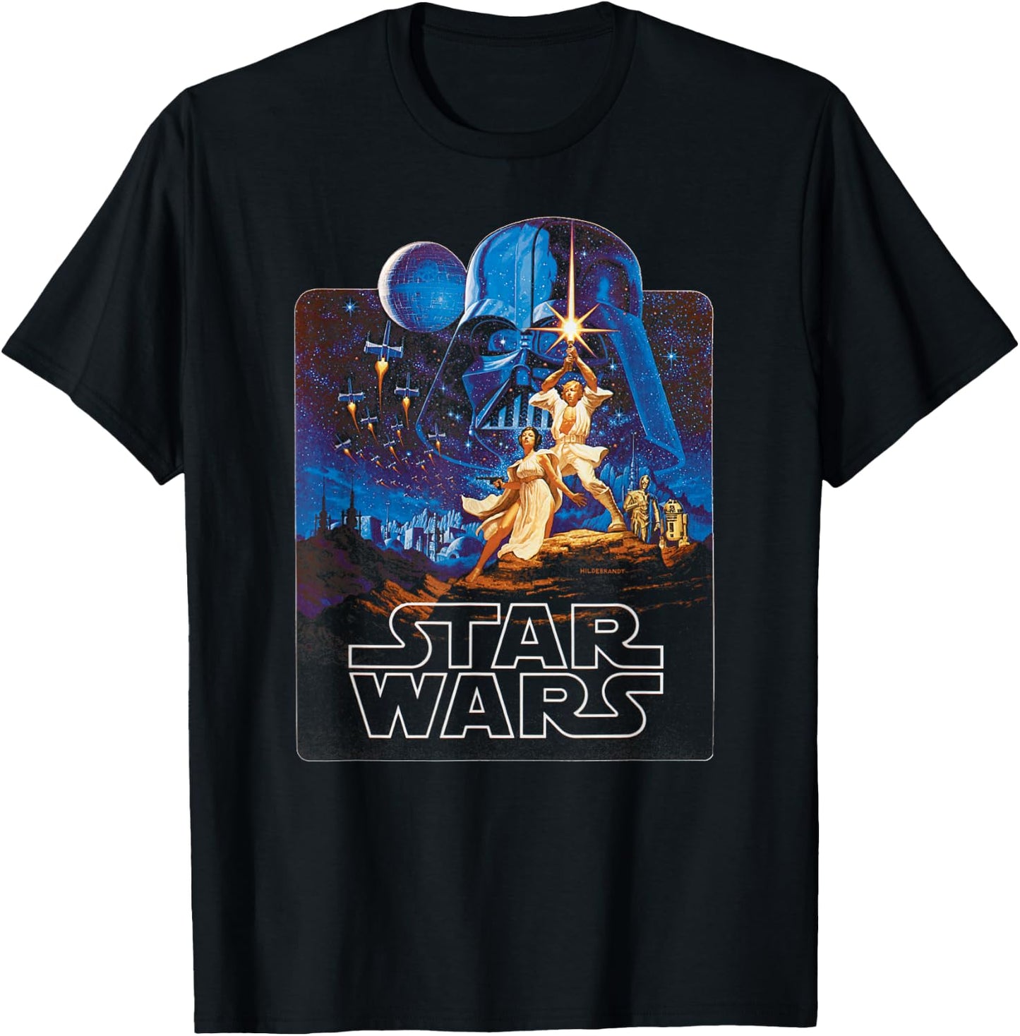Star Wars A New Hope Retro Poster Badge , black T-Shirt - T-Shirt | Black
