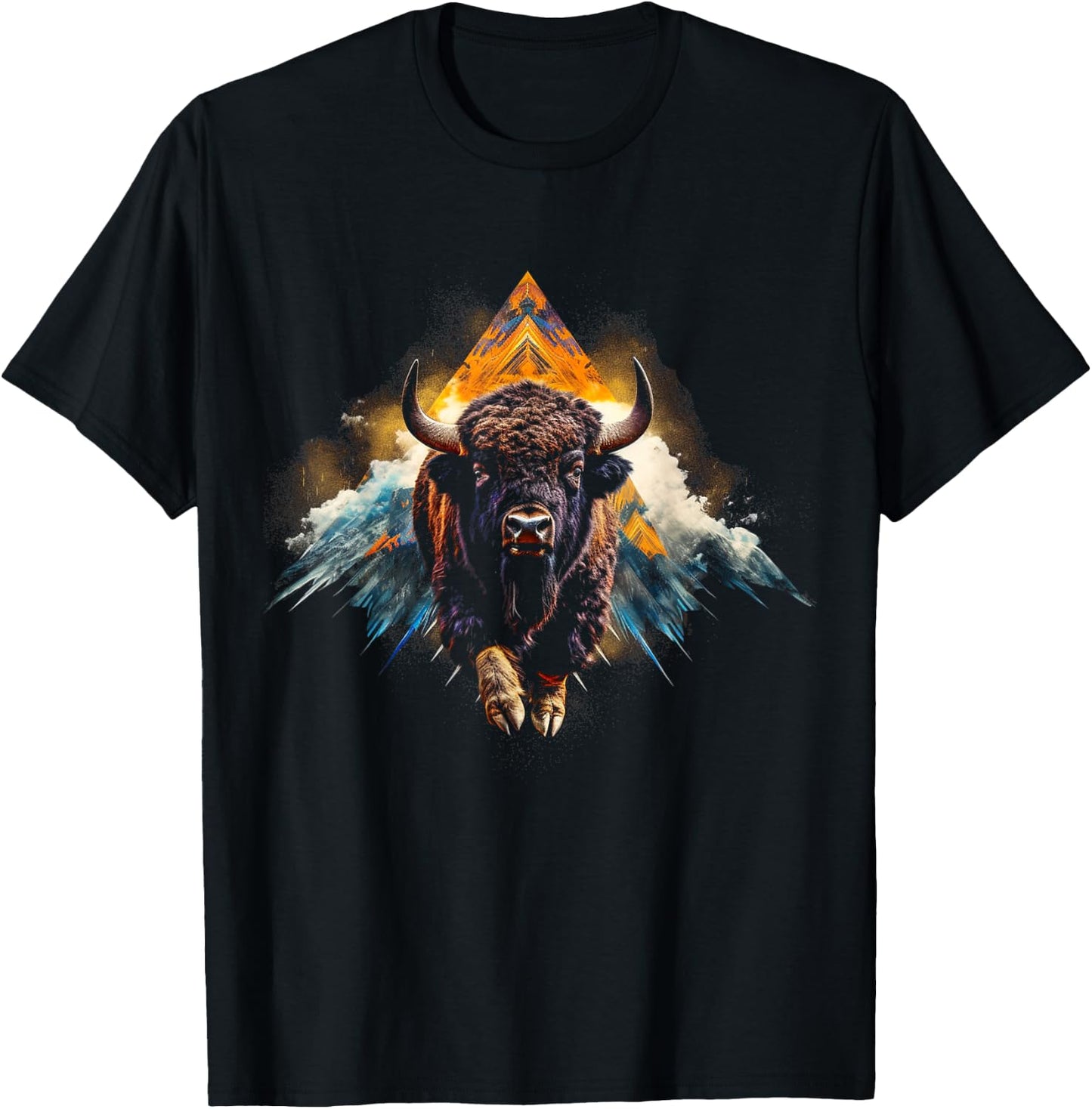Bison Mountains Animal Art - Bison T-Shirt - T-Shirt | Black