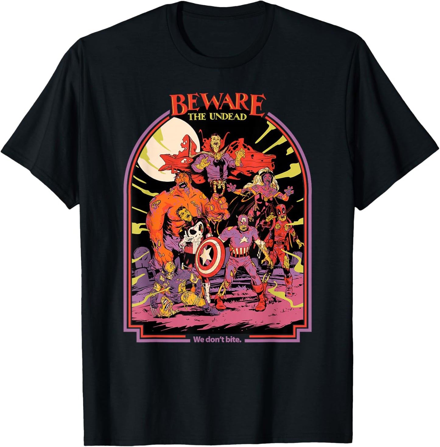 Marvel Zombies Beware The Undead We Don’t Bite Halloween T-Shirt - T-Shirt | Black