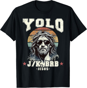 Happy Easter Yolo JK Brb Jesus Christian Men Women Kids T-Shirt - T-Shirt | Black