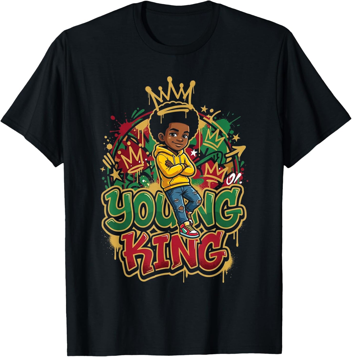 Black Young King Black History Month Juneteenth Kids Boys T-Shirt - T-Shirt | Black