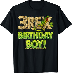 Three Rex 3rd Birthday Third Dinosaur 3 Year Old Birday Boy T-Shirt - T-Shirt | Black