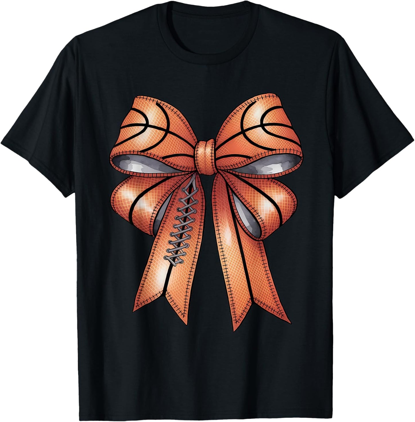 Basketball Coquette Bow Cute Basketball Player T-Shirt - T-Shirt | Black